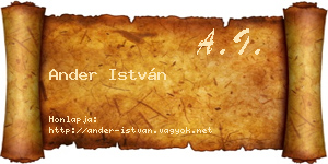 Ander István névjegykártya